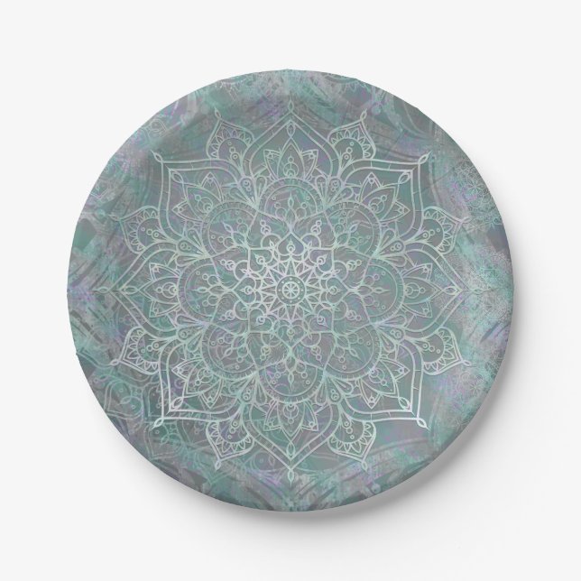 Assiettes En Carton Iridescent Shtoujours Mandala Boho Chic (Devant)