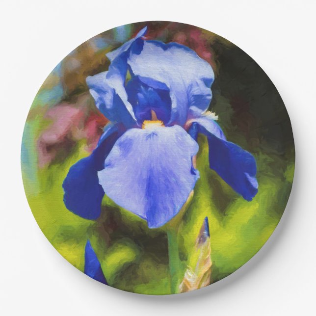 Assiettes En Carton Iris bleu (Devant)