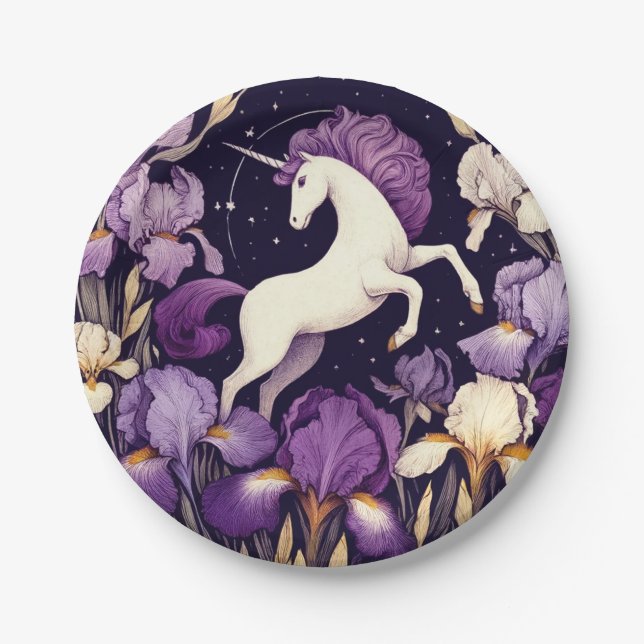Assiettes En Carton Iris de licorne violette Unicorns Iris (Devant)