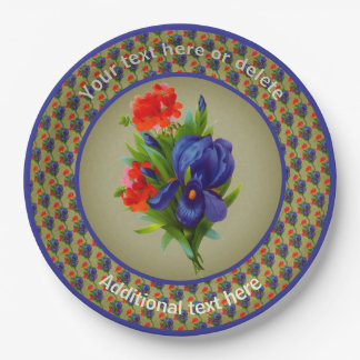 Assiettes En Carton Iris Fleur Bouquet Fête Personnalisée