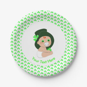 Assiettes En Carton Irish Baby Leprechaun Lucky Shamrock Baby shower