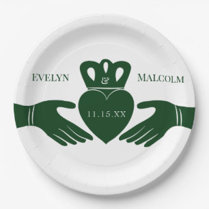 Assiettes En Carton Irlandais Claddagh Ring Simple Graphic Green Maria