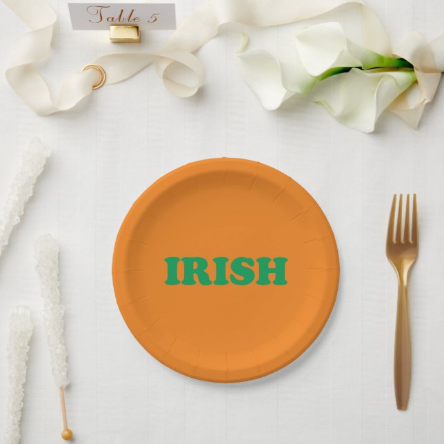 Assiettes En Carton Irlandais vert orange moderne Saint Patrick (Mariage)