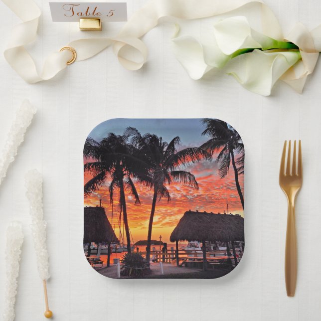 Assiettes En Carton Islamorada, coucher de soleil de Floride (Mariage)