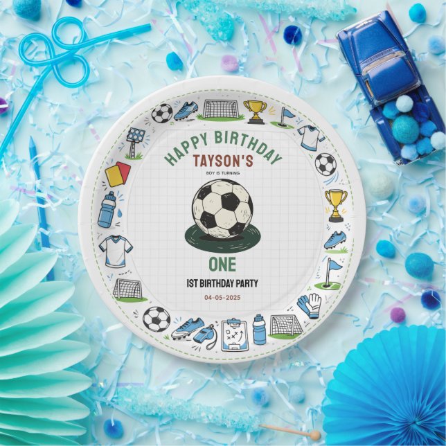 Assiettes En Carton It’s Game Time football 1st Birthday – Fun Kids  (Fête)