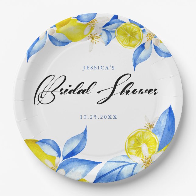 Assiettes En Carton Italian Lemon Floral Bridal Shower invite (Devant)