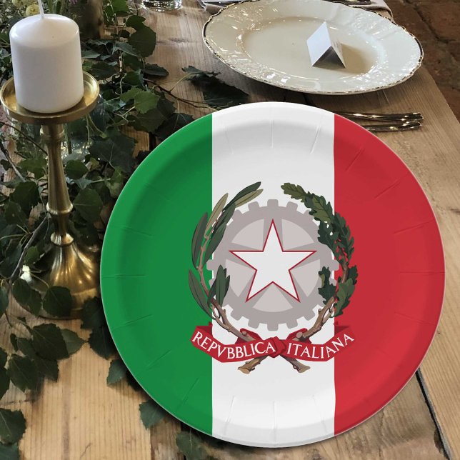 Assiettes En Carton Italie, Drapeau italien, anniversaire /sport (Créateur téléchargé)