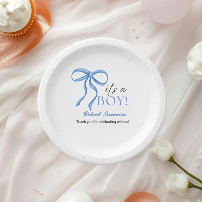 Assiettes En Carton It's a Boy Blue Ribbon (Créateur téléchargé)