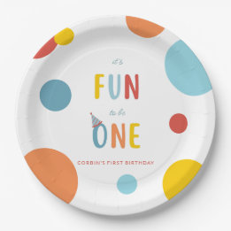 Assiettes En Carton It's Fun To Be One Colorful Birthday Party Plates