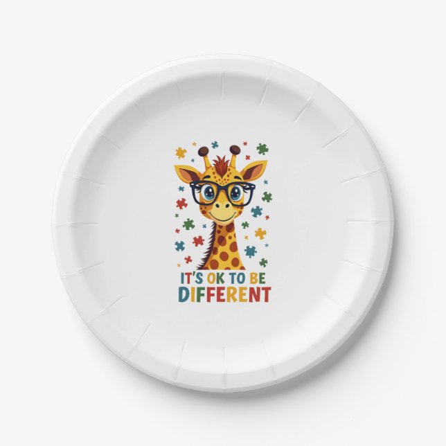 Assiettes En Carton It's Ok To Be Different Giraffe Autism Awareness B (Devant)