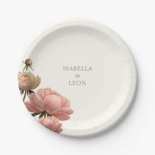 Assiettes En Carton Ivoire Mariage Rose Vintage tendance