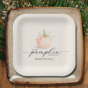 Assiettes En Carton Ivory Bow Petit Baby shower Citrouille