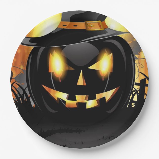 Assiettes En Carton Jack-o-Lantern (Devant)