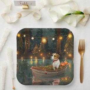 Assiettes En Carton Jack Russell Christmas Festive Voyage