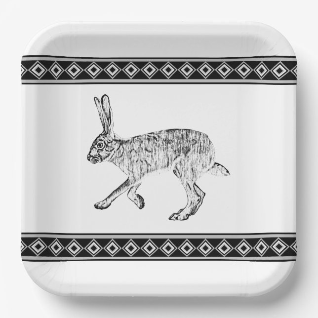 Assiettes En Carton Jacklapin Sud-Ouest avec dessin de diamants (Recto)