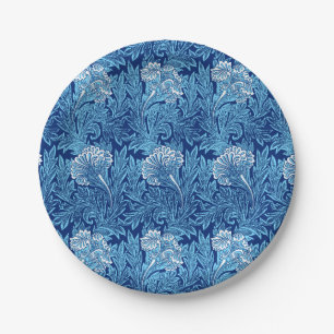 Assiettes En Carton Jacobean Flower Damask, Cobalt et bleu clair