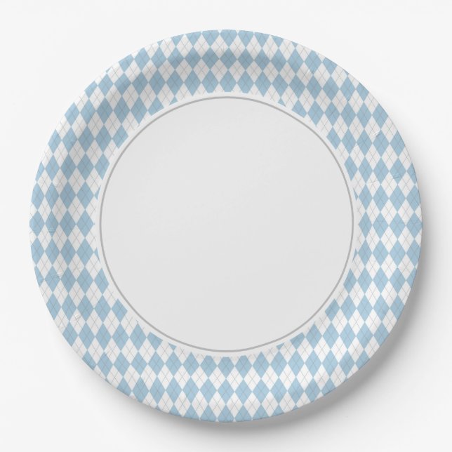 Assiettes En Carton Jacquard bleu (Devant)