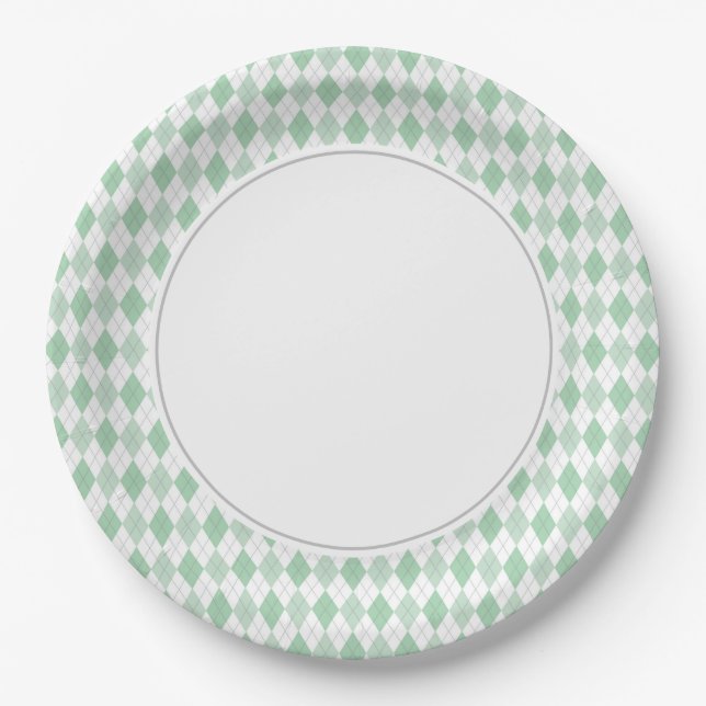 Assiettes En Carton Jacquard vert (Devant)
