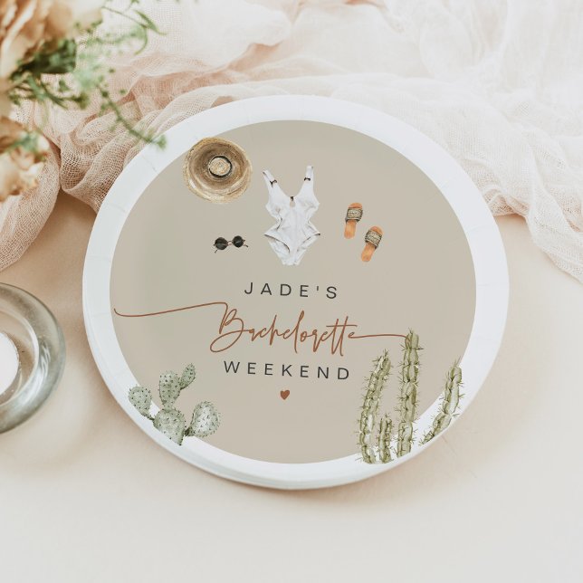 Assiettes En Carton JADE Boho Desert Cactus Scottsdale Avant le Voile (Créateur téléchargé)