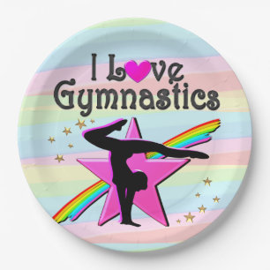 ASSIETTES EN CARTON J'ADORE GYMNASTICS TUMBLING QUEEN DESIGN