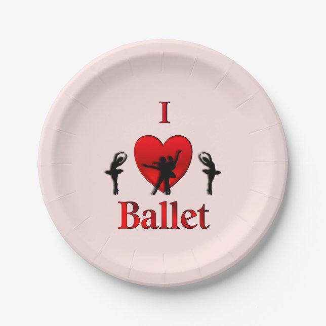 Assiettes En Carton J'adore le ballet (Devant)
