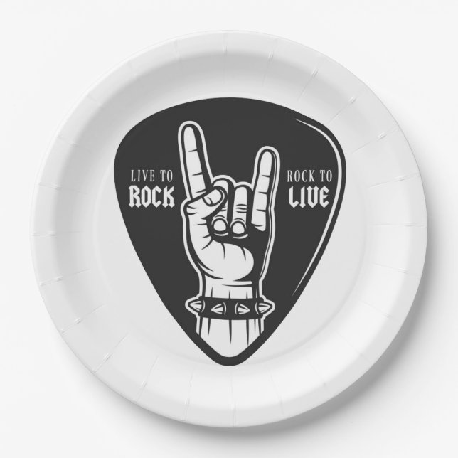 Assiettes En Carton J'adore le rock (Devant)