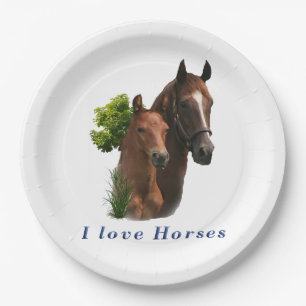 Assiettes En Carton J'adore les chevaux
