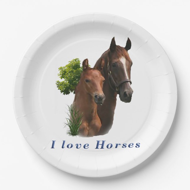 Assiettes En Carton J'adore les chevaux (Devant)