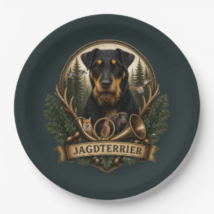 Assiettes En Carton Jagdterrier, Logo de chasse