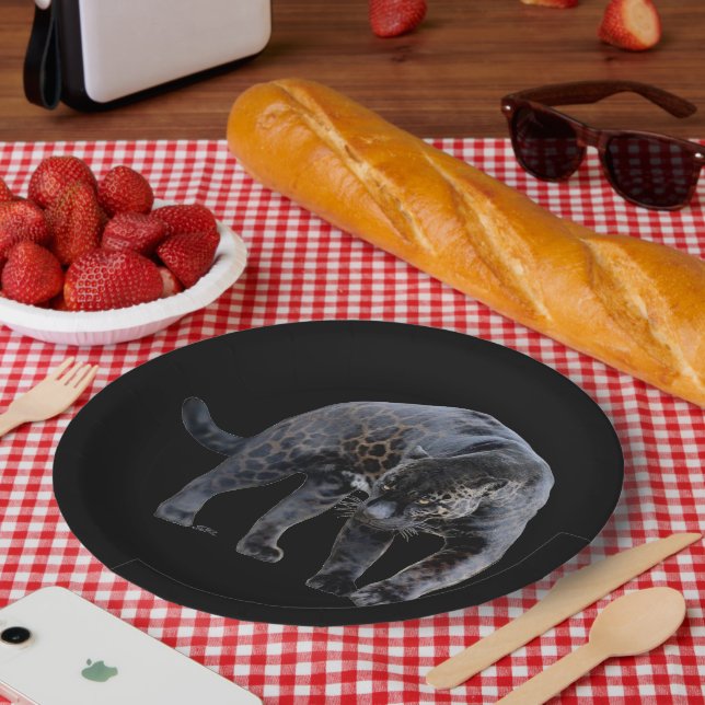 Assiettes En Carton Jaguar Diablo grandes plaques de papier noir (Pique-nique)