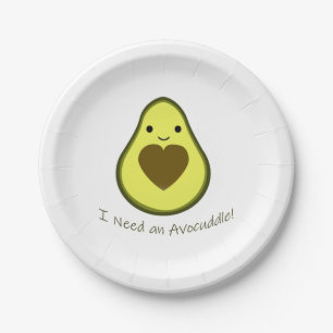 Assiettes En Carton J'ai besoin d'un avocat Cute Kawaii Avocado