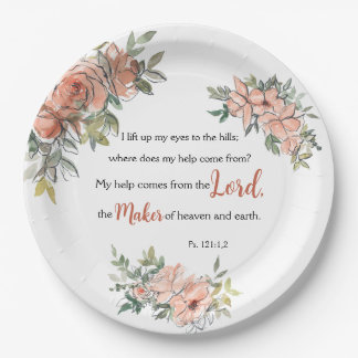 Assiettes En Carton "J'Ai Levé Les Yeux" Verset Biblique