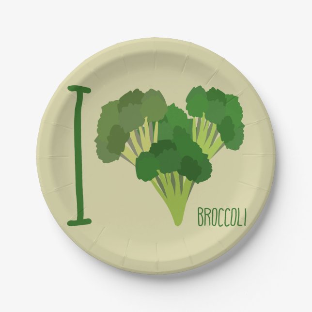 Assiettes En Carton J'aime Brocoli (Devant)