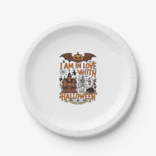 Assiettes En Carton J'aime Halloween Maison Hantée Squelette Citrouill