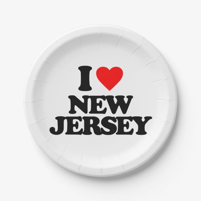 ASSIETTES EN CARTON J'AIME LE NEW JERSEY (Devant)