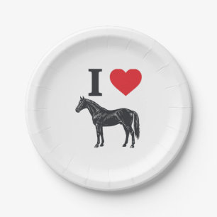 Assiettes En Carton J'aime les chevaux vintage gravure conception de t