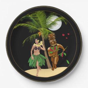 Assiettes En Carton J'aime mes plaques à papier de Tiki de fille de