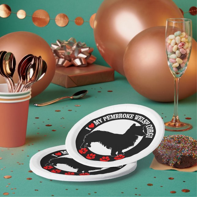 Assiettes En Carton J'Aime Mes Plaques Papier Pembroke Welsh Corgi (Créateur téléchargé)