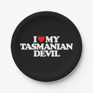 ASSIETTES EN CARTON J'AIME MON DIABLE TASMANIEN