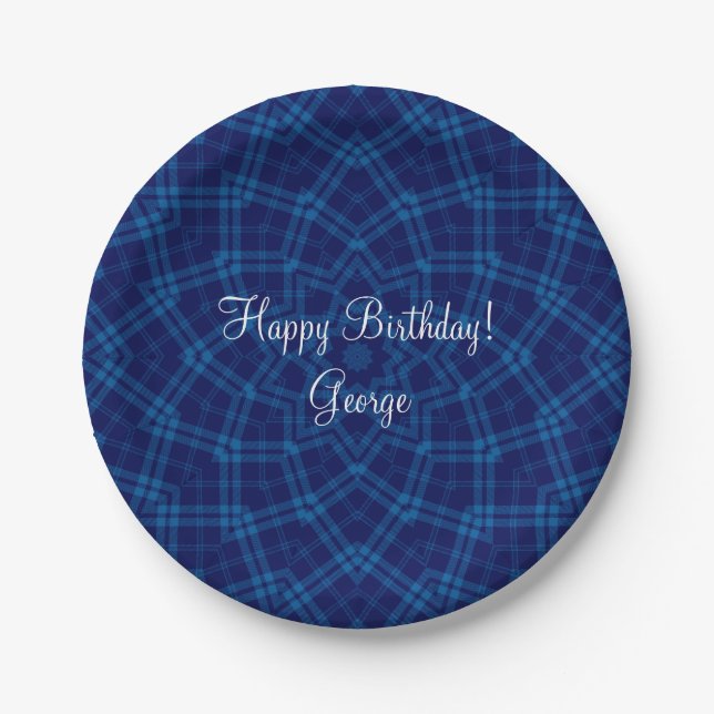 Assiettes En Carton J'aime Plaid Blue (Devant)
