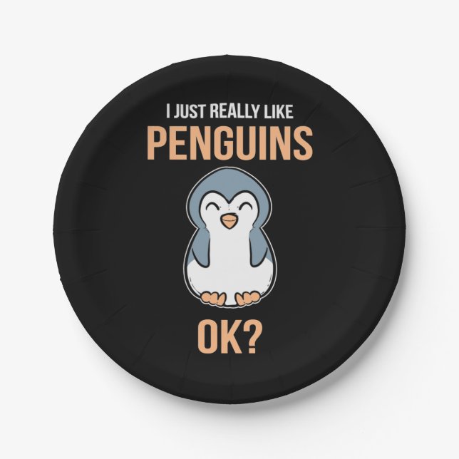 Assiettes En Carton J'Aime Vraiment Penguin (Devant)