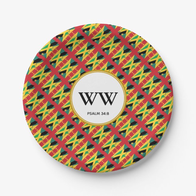 Assiettes En Carton JAMAICA GRENADA FLAG Celebration Anniversaire Patr (Devant)