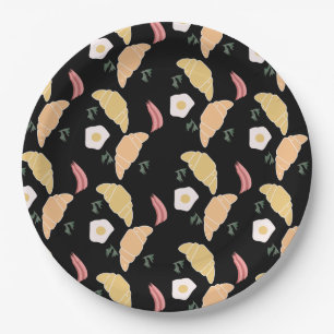 Assiettes En Carton Jambon petit-déjeuner et œufs à la coriandre sur u