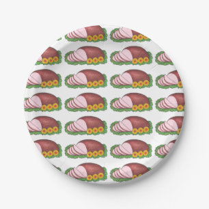 Assiettes En Carton Jambons de Noël de Noël de Noël de jambons de Noël