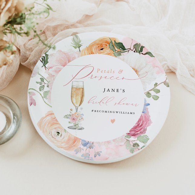 Assiettes En Carton JANE Blush Pétales Floraux & Fête des mariées Pros (Créateur téléchargé)