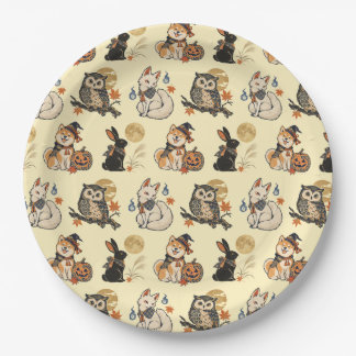 Assiettes En Carton Japanese Halloween Yokai Pattern Paper Plates