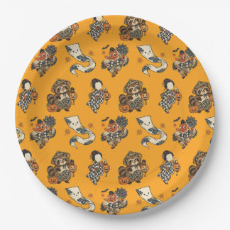 Assiettes En Carton Japanese Halloween Yokai Pattern Paper Plates