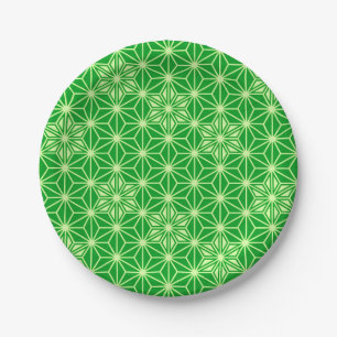 Assiettes En Carton Japonais Asanoha motif - vert émeraude