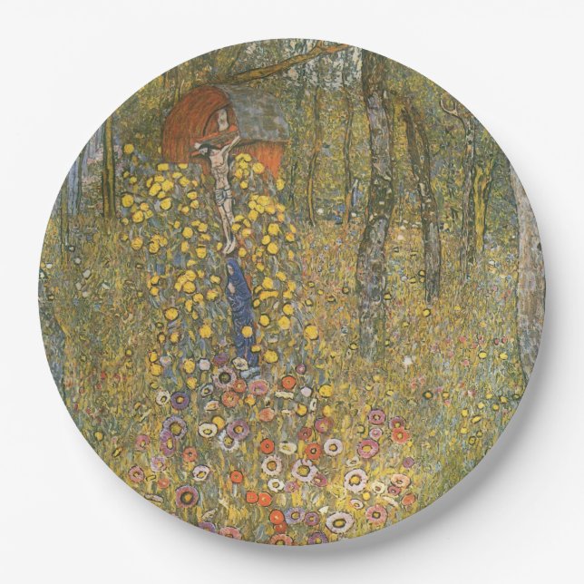 Assiettes En Carton Jardin agricole avec Crucifix (par Gustav Klimt) (Devant)