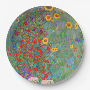 Assiettes En Carton Jardin agricole de Gustav Klimt avec tournesols